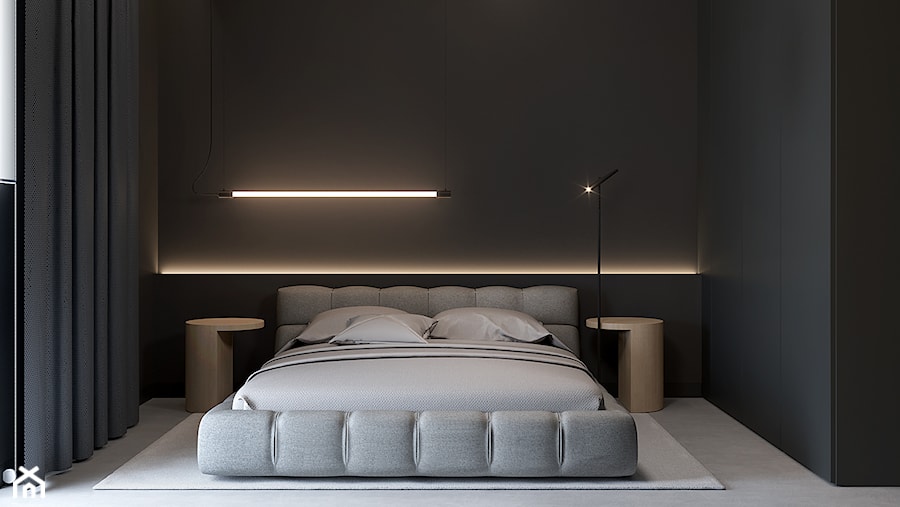 M598 Mieszkanie w Krakowie - Średnia czarna sypialnia, styl minimalistyczny - zdjęcie od Mist Architects
