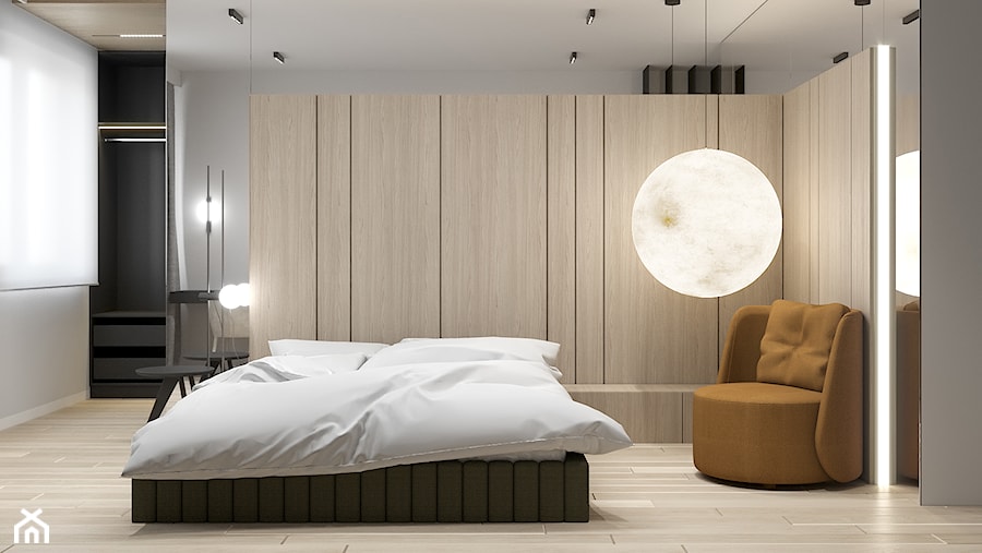 M523 Mieszkanie w Chorzowie - Sypialnia, styl nowoczesny - zdjęcie od Mist Architects