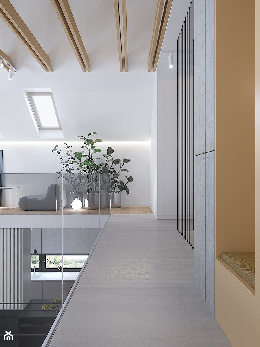 D428 Dom z antresolą w Rudzie Śląskiej - Hol / przedpokój, styl nowoczesny - zdjęcie od Mist Architects