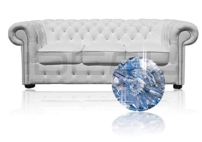 SOFA CHESTERFIELD CLASSIC Z KRYSZTAŁKAMI SKÓRA 3 OS. - zdjęcie od IdealMeble.pl