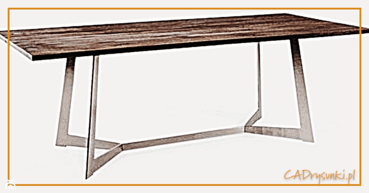 Stół z połączonymi nogami za pomocą podnóżka - zdjęcie od CADrysunki.pl loft meble industrialne w nowej odsłonie pod wymiar. - Homebook