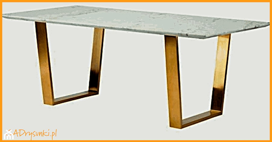 Stół z białym blatem i złotymi nogami - zdjęcie od CADrysunki.pl loft meble industrialne w nowej odsłonie pod wymiar.