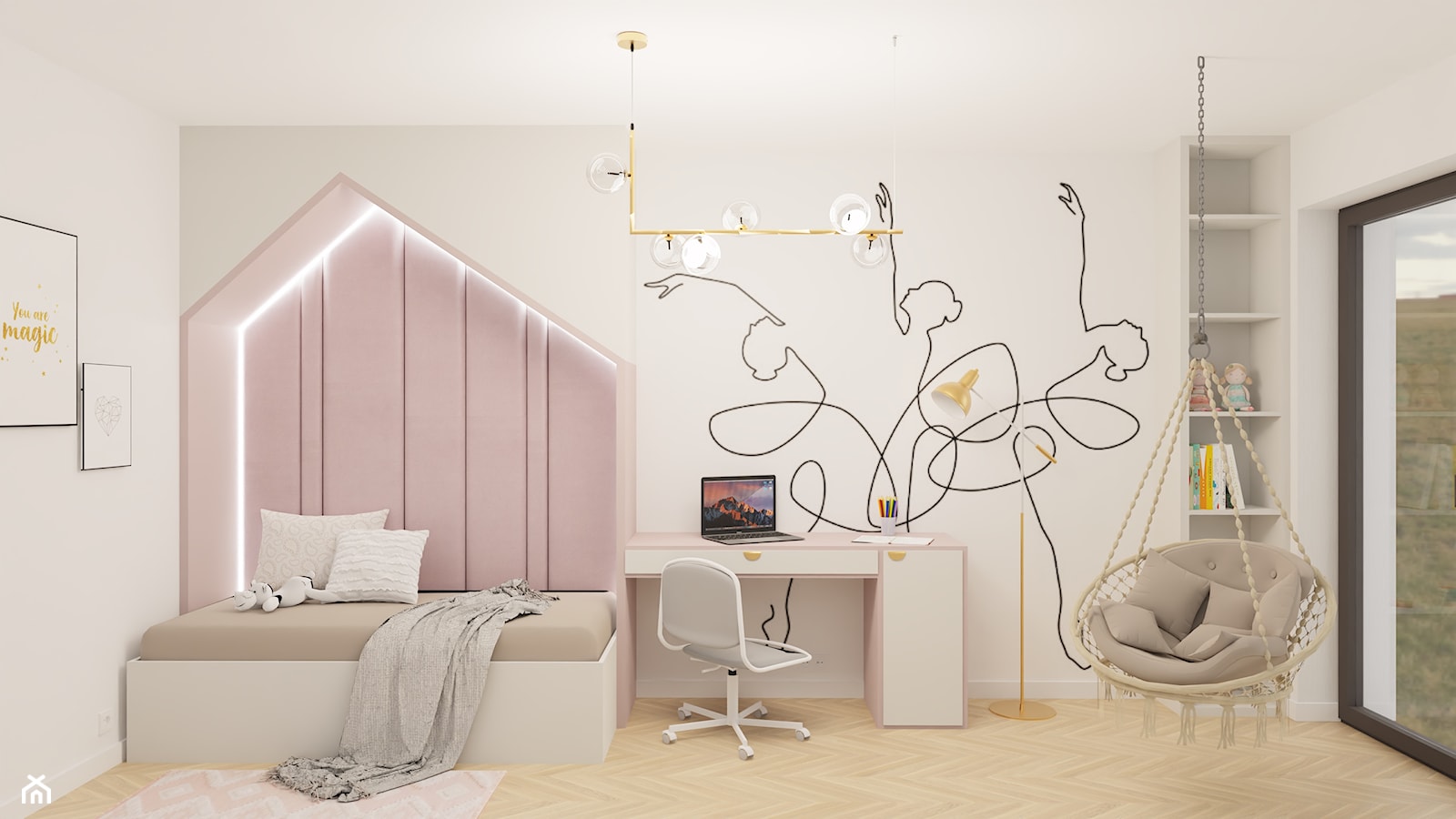 Łóżko domek i motyw baletnicy w pokoju dziewczynki - zdjęcie od Kids' Space Concept - Homebook