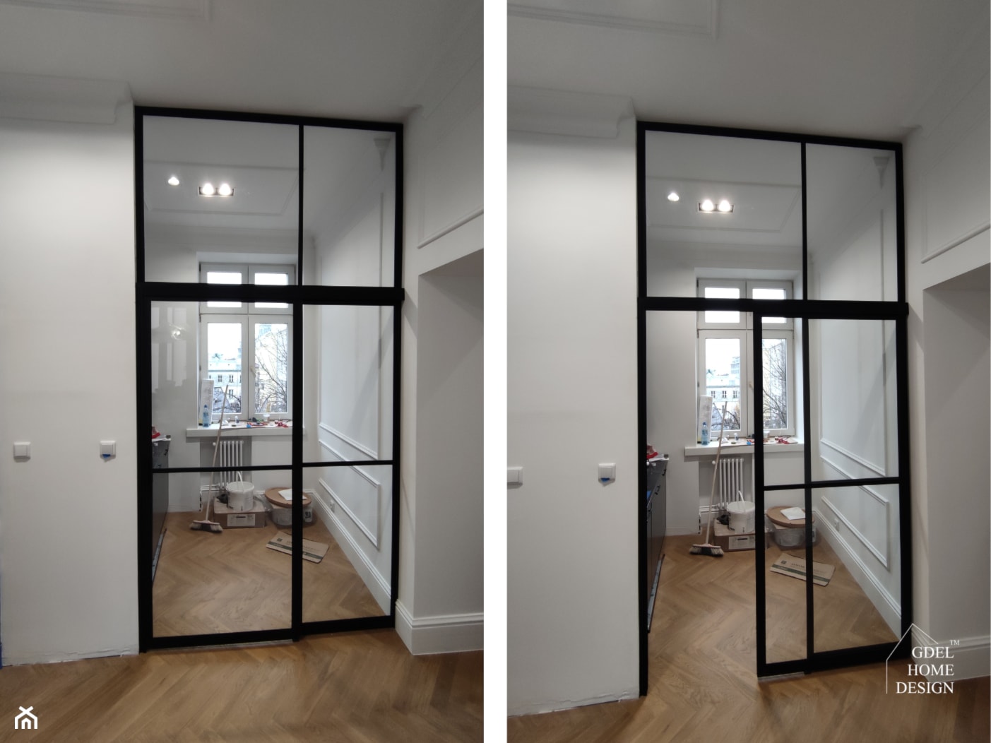 Szklane drzwi loftowe przesuwne - zdjęcie od GDEL Home Design - Homebook