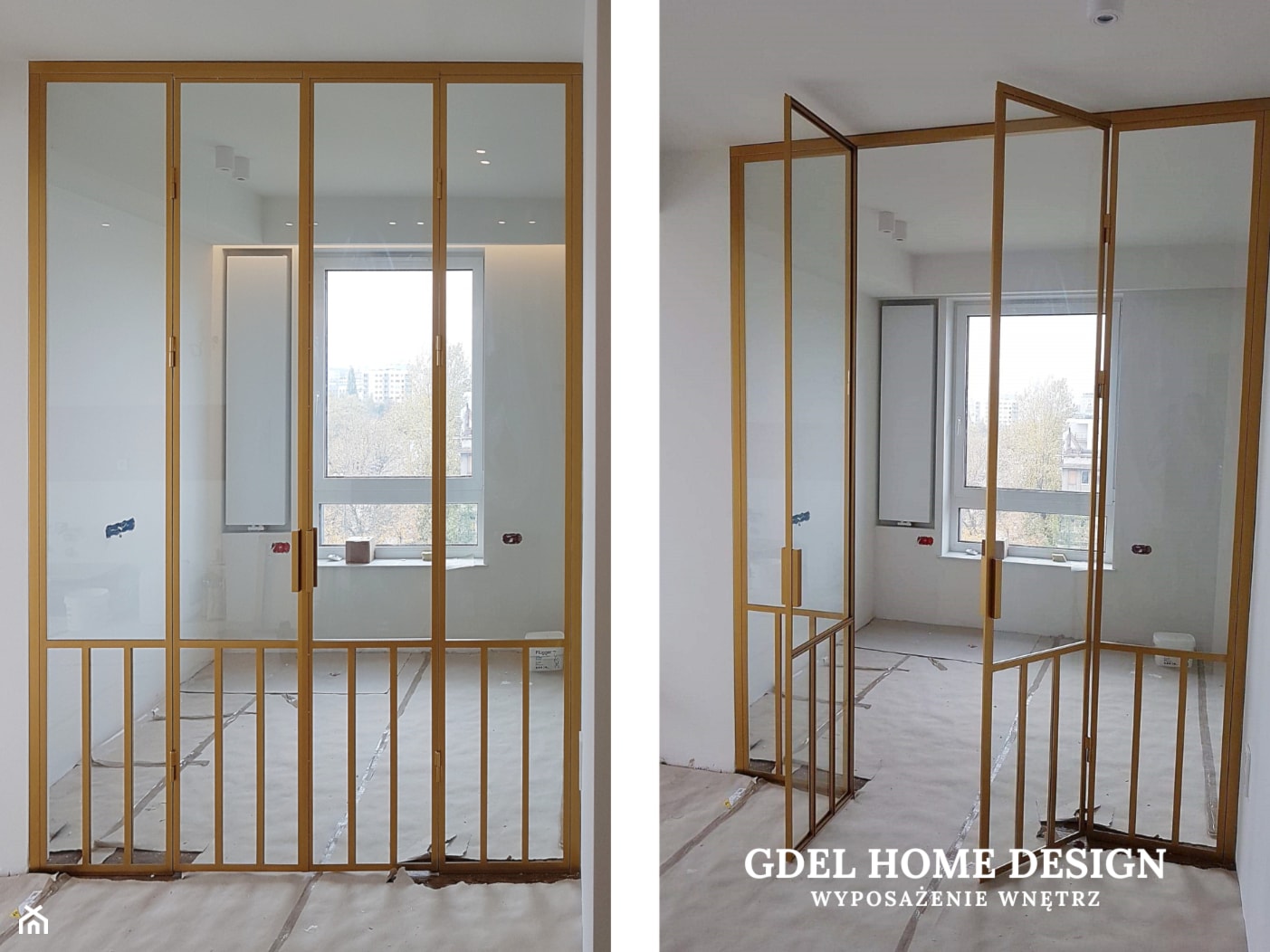 Szklana ścianka z podwójnymi drzwiami GDEL - zdjęcie od GDEL Home Design - Homebook