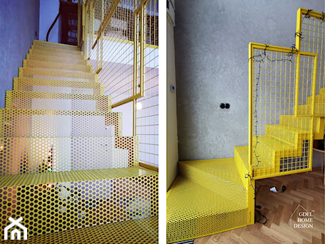 Aranżacje wnętrz - Schody: Żółte schody metalowe - GDEL Home Design. Przeglądaj, dodawaj i zapisuj najlepsze zdjęcia, pomysły i inspiracje designerskie. W bazie mamy już prawie milion fotografii!
