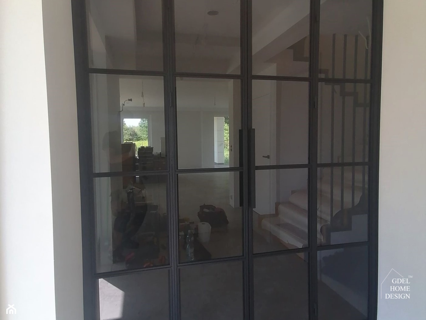 Drzwi podójne loftowe szkło grafitowe - zdjęcie od GDEL Home Design - Homebook