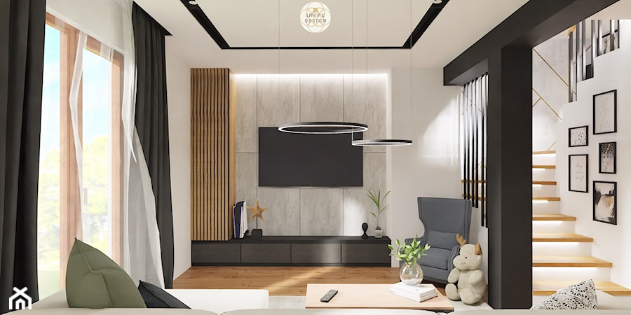 Nowoczesny dom - Salon, styl nowoczesny - zdjęcie od INCRE DESIGN | Architektura wnętrz | Projekty online | Wizualizacje 3D |