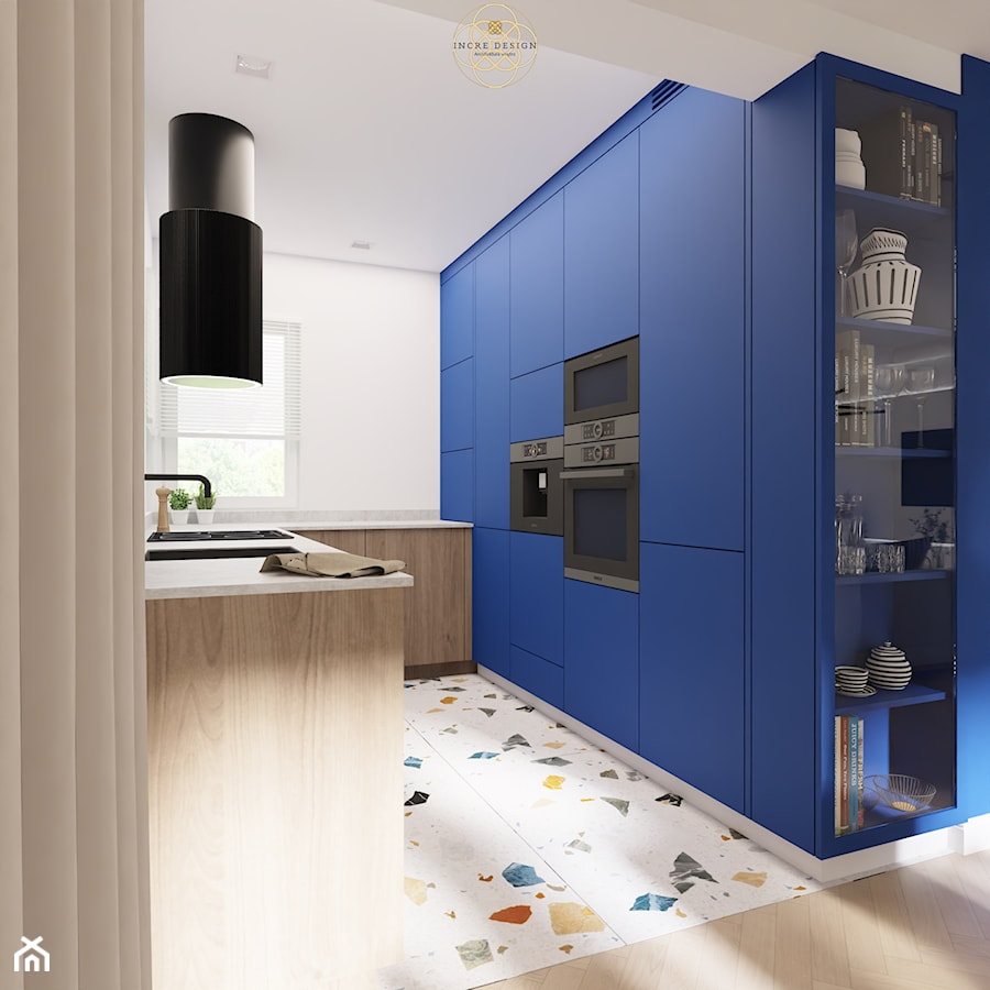 Zabudowa kuchenna w granacie - zdjęcie od INCRE DESIGN | Architektura wnętrz | Projekty online | Wizualizacje 3D |