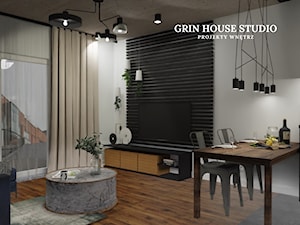 CIEMNY POKÓJ DZIENNY - Salon, styl industrialny - zdjęcie od GRIN HOUSE STUDIO