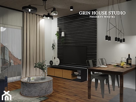 Aranżacje wnętrz - Salon: CIEMNY POKÓJ DZIENNY - Salon, styl industrialny - GRIN HOUSE STUDIO. Przeglądaj, dodawaj i zapisuj najlepsze zdjęcia, pomysły i inspiracje designerskie. W bazie mamy już prawie milion fotografii!