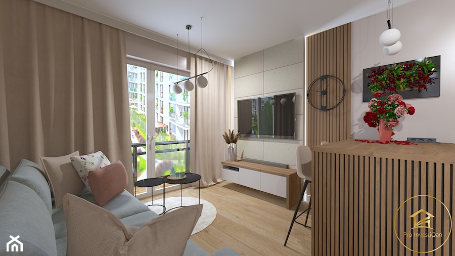 Mieszkanie w wersji kobiecej 38m² - Salon, styl nowoczesny - zdjęcie od Pro InvestiQan