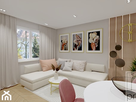 Aranżacje wnętrz - Salon: Mieszkanie w kobiecej wersji 54m² - Salon, styl nowoczesny - Pro InvestiQan. Przeglądaj, dodawaj i zapisuj najlepsze zdjęcia, pomysły i inspiracje designerskie. W bazie mamy już prawie milion fotografii!