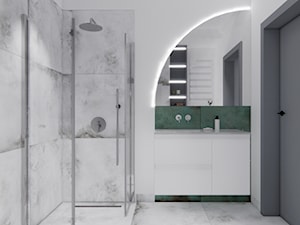 Wygodny „second home” w Warszawie - szara minimalistyczna łazienka - zdjęcie od jlw studio - pracownia projektowania wnętrz skoncentrowana na wydobywaniu potencjału z nieruchomości