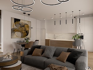 Warsaw, Wilanów | Apartment - Średni biały salon z kuchnią z jadalnią, styl nowoczesny - zdjęcie od VS Interior Design / ARCHITEKT / PROJEKTANT WNĘTRZ