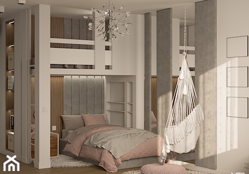 Warsaw, Wilanów | Apartment - Duży biały szary pokój dziecka dla nastolatka dla dziewczynki, styl skandynawski - zdjęcie od VS Interior Design / ARCHITEKT / PROJEKTANT WNĘTRZ