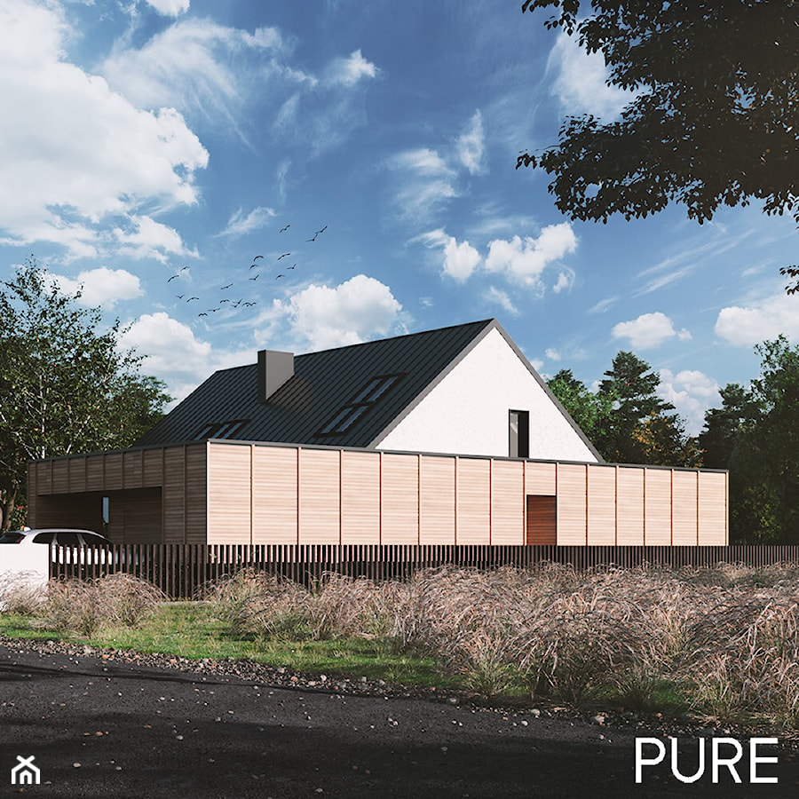 Widok ukazujący połączenie dwóch charakterystycznych brył. - zdjęcie od PURE architecture studio