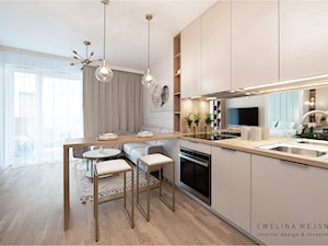 MODERN & TENDER - Mała z salonem biała z zabudowaną lodówką kuchnia jednorzędowa, styl nowoczesny - zdjęcie od contact@ewelinamejsner.com