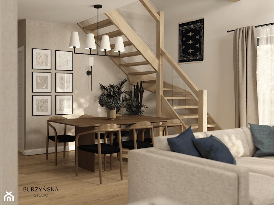 przytulna jadalnia w stylu modern farmhouse - zdjęcie od Burzyńska Studio - naturalne wnętrza