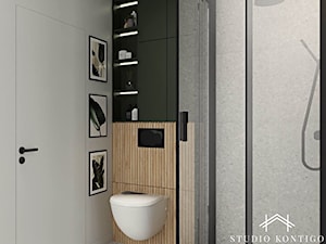 Nowoczesna łazienka z płytkami ryflowanymi. - zdjęcie od Studio Kontigo