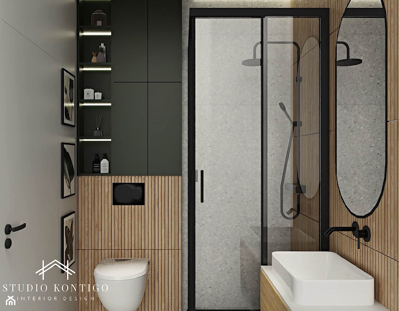 Nowoczesna łazienka z płytkami ryflowanymi. - zdjęcie od Studio Kontigo - Homebook