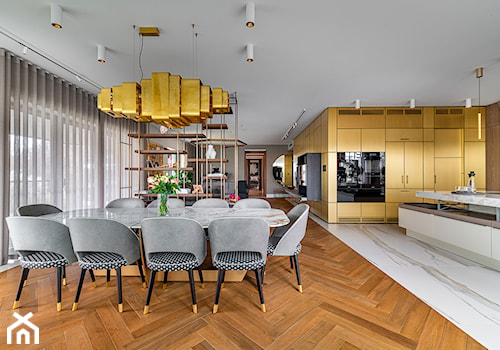 Apartament w Warszawie - Duża biała jadalnia w kuchni, styl nowoczesny - zdjęcie od Dorota Szaroszyk