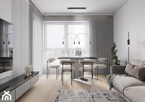 Projekt nowoczesnego mieszkania we Wrocławiu 60 m2 - Mała biała jadalnia w salonie, styl nowoczesny - zdjęcie od Kupyra Studio