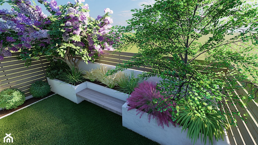 Projekt małego ogrodu przy domu szeregowym - Stefa przestrzeni - projektowanie ogrodów i tarasów - zdjęcie od Strefa Przestrzeni