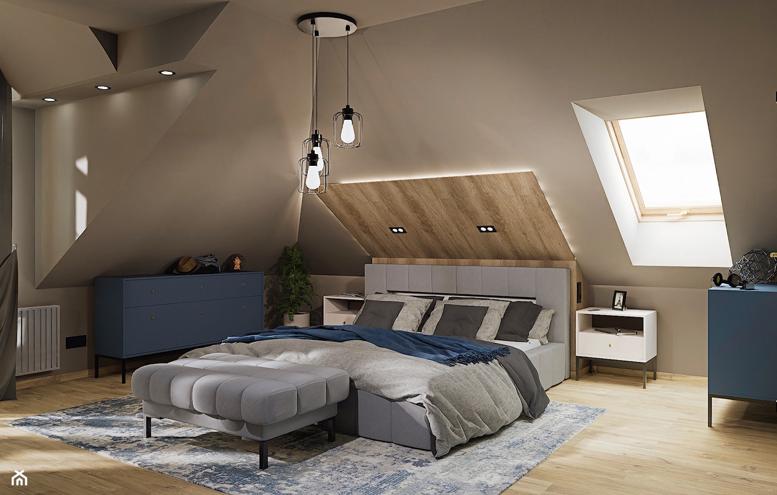 Nowoczesna sypialnia w kontrastowych kolorach - zdjęcie od Mizu Design - Homebook