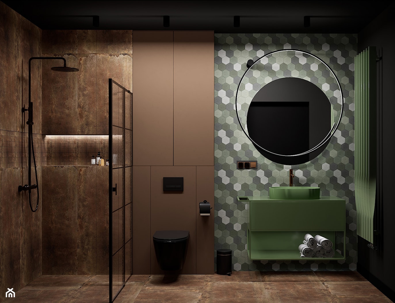 Industrialna łazienka gościnna - zdjęcie od Mizu Design - Homebook