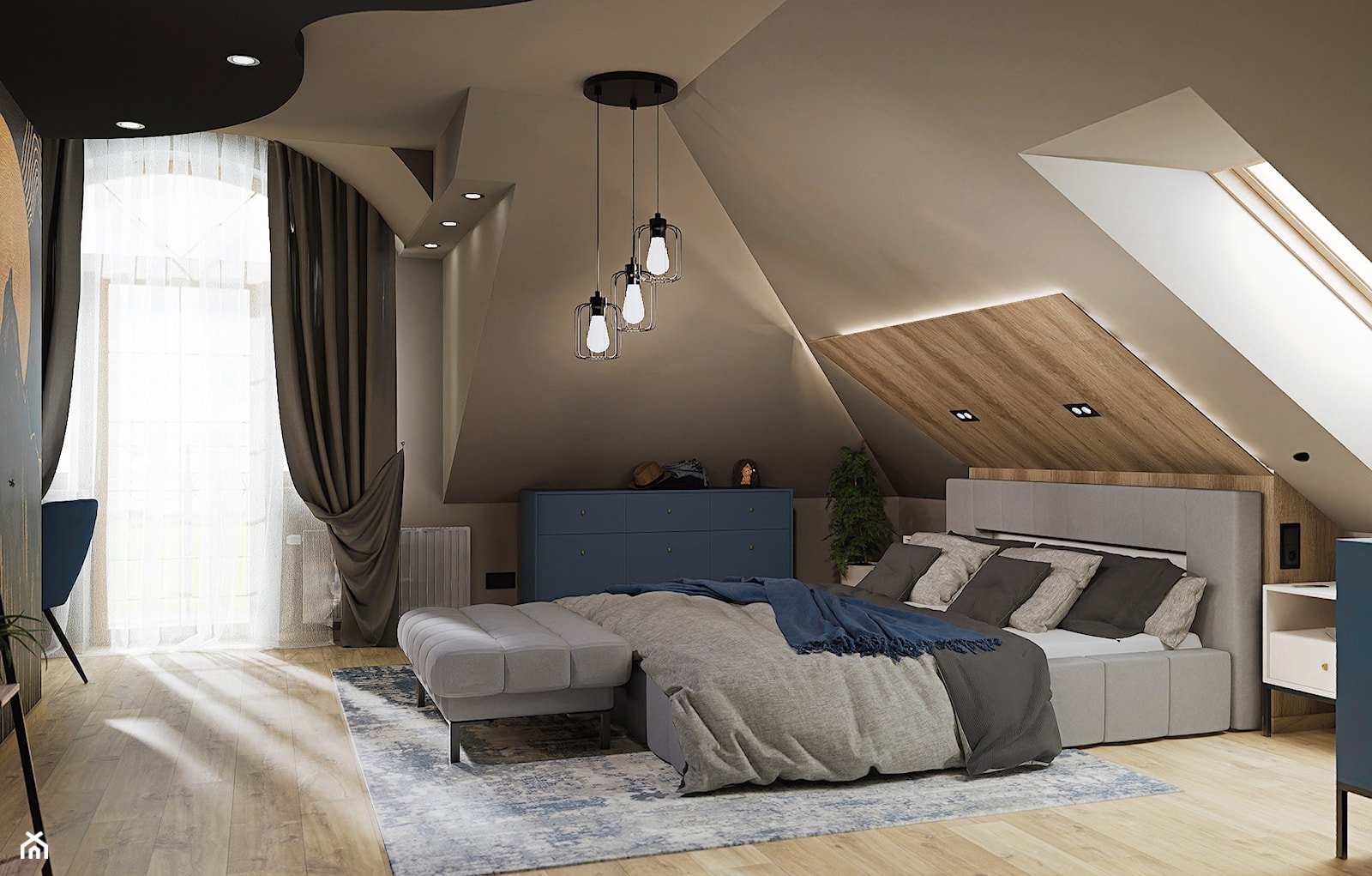 Nowoczesna sypialnia w kontrastowych kolorach - zdjęcie od Mizu Design - Homebook