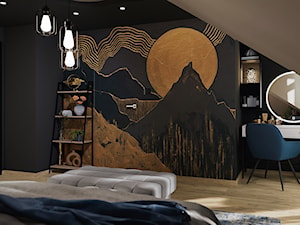 Projekt poddasza - połączenie nowoczesnego stylu z loftowym - Sypialnia, styl nowoczesny - zdjęcie od Mizu Design