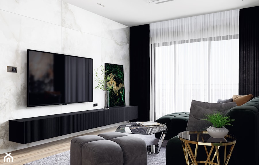 Ścianka TV w salonie - zdjęcie od Mizu Design