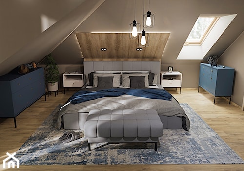 Nowoczesna sypialnia w kontrastowych kolorach - zdjęcie od Mizu Design