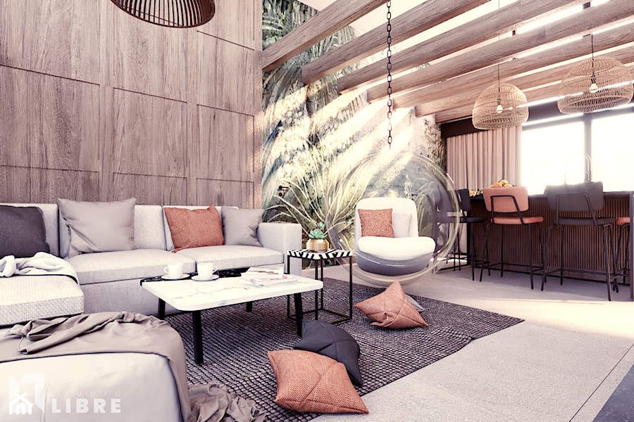 Duży Domek z basenem | 75 m2 | 2022 - Salon - zdjęcie od Studio Libre - Pracownia Projektowa