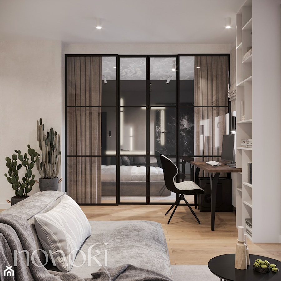 Projekt mieszkania 57 metrów 2 dla pary - Salon, styl nowoczesny - zdjęcie od Studio Nonoki