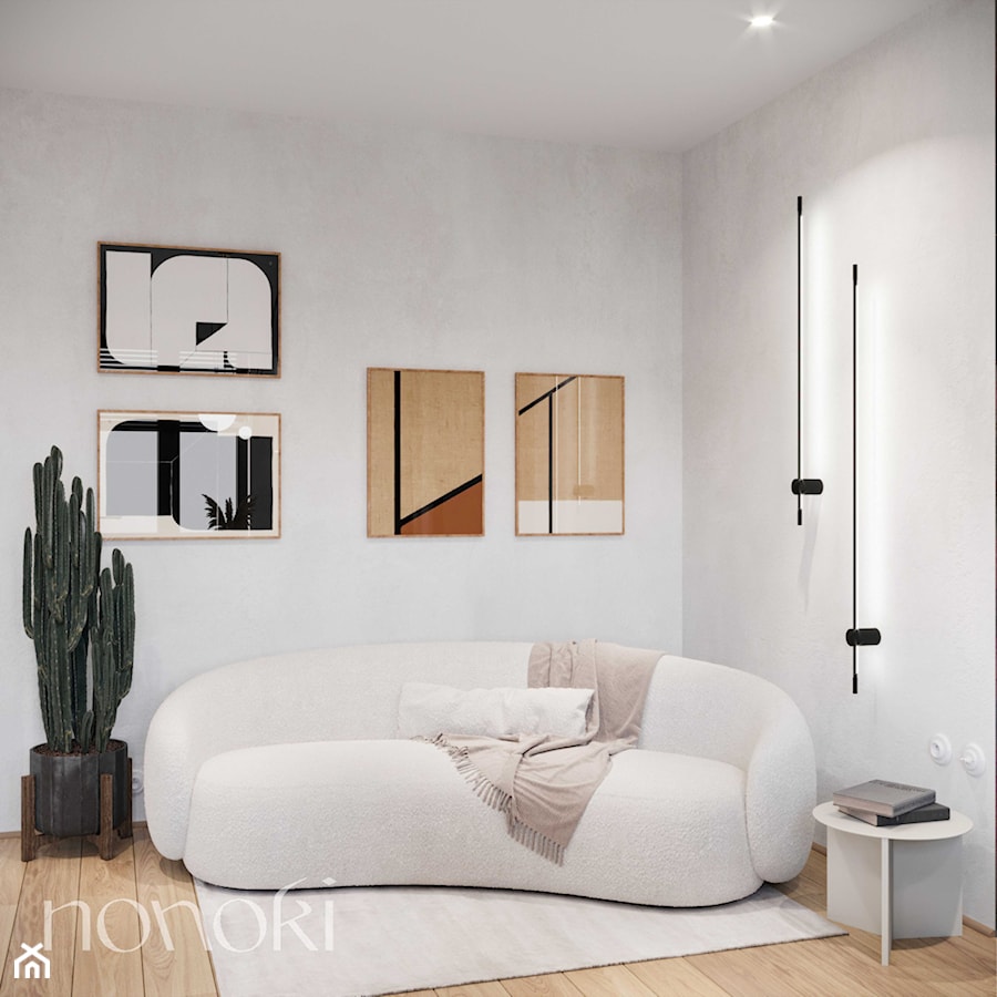 Modernistyczne mieszkanie o powierzchni 47 m2 - Salon, styl minimalistyczny - zdjęcie od Studio Nonoki