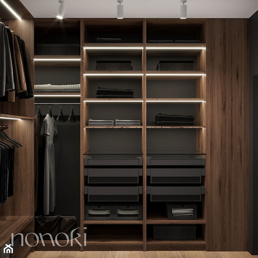 Projekt mieszkania 57 metrów 2 dla pary - Garderoba, styl nowoczesny - zdjęcie od Studio Nonoki