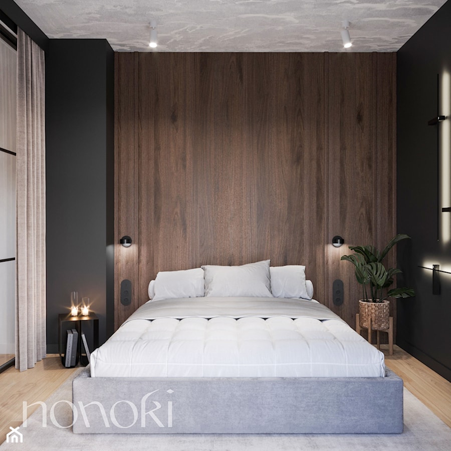 Projekt mieszkania 57 metrów 2 dla pary - Sypialnia, styl nowoczesny - zdjęcie od Studio Nonoki