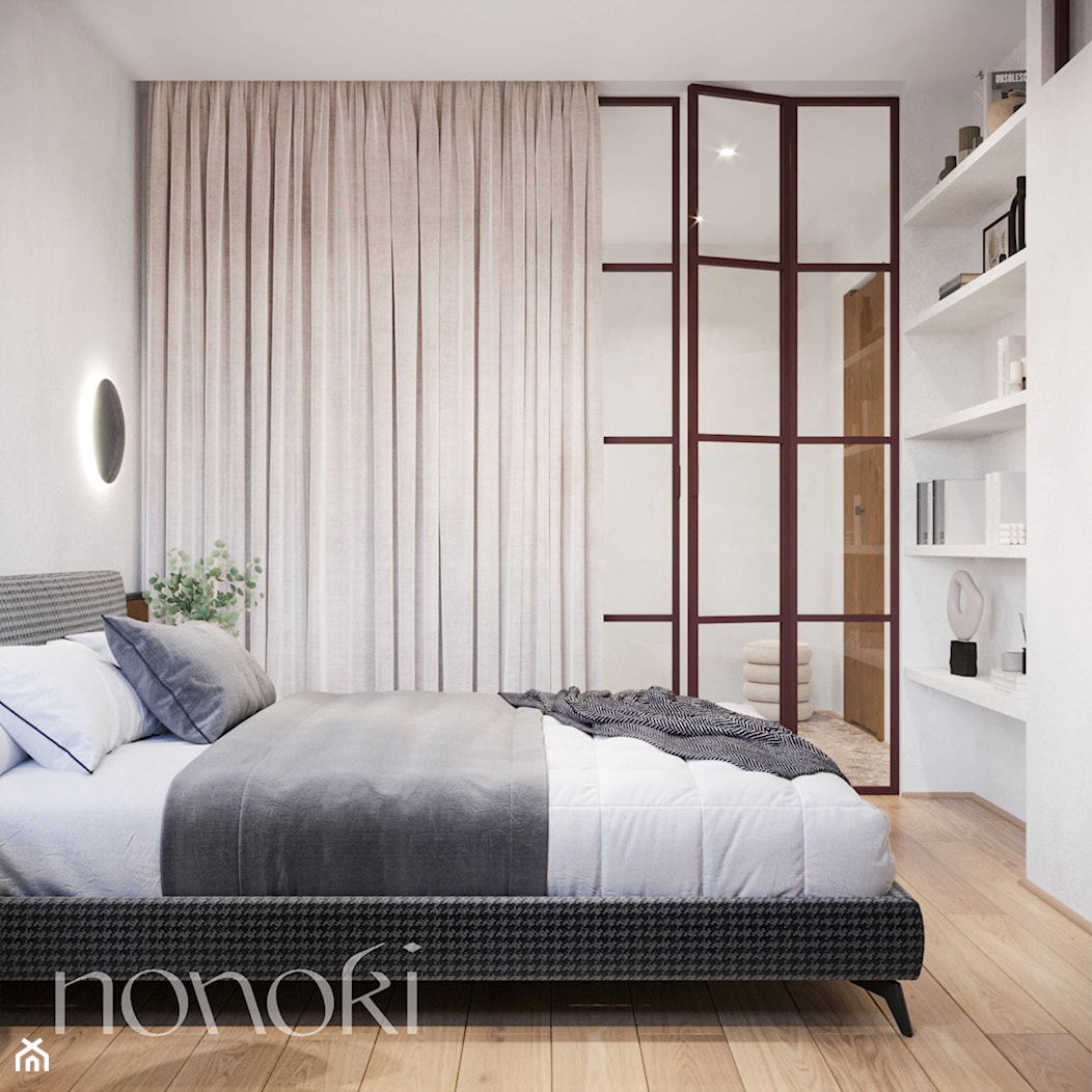 Modernistyczne mieszkanie o powierzchni 47 m2 - Sypialnia, styl minimalistyczny - zdjęcie od Studio Nonoki - Homebook