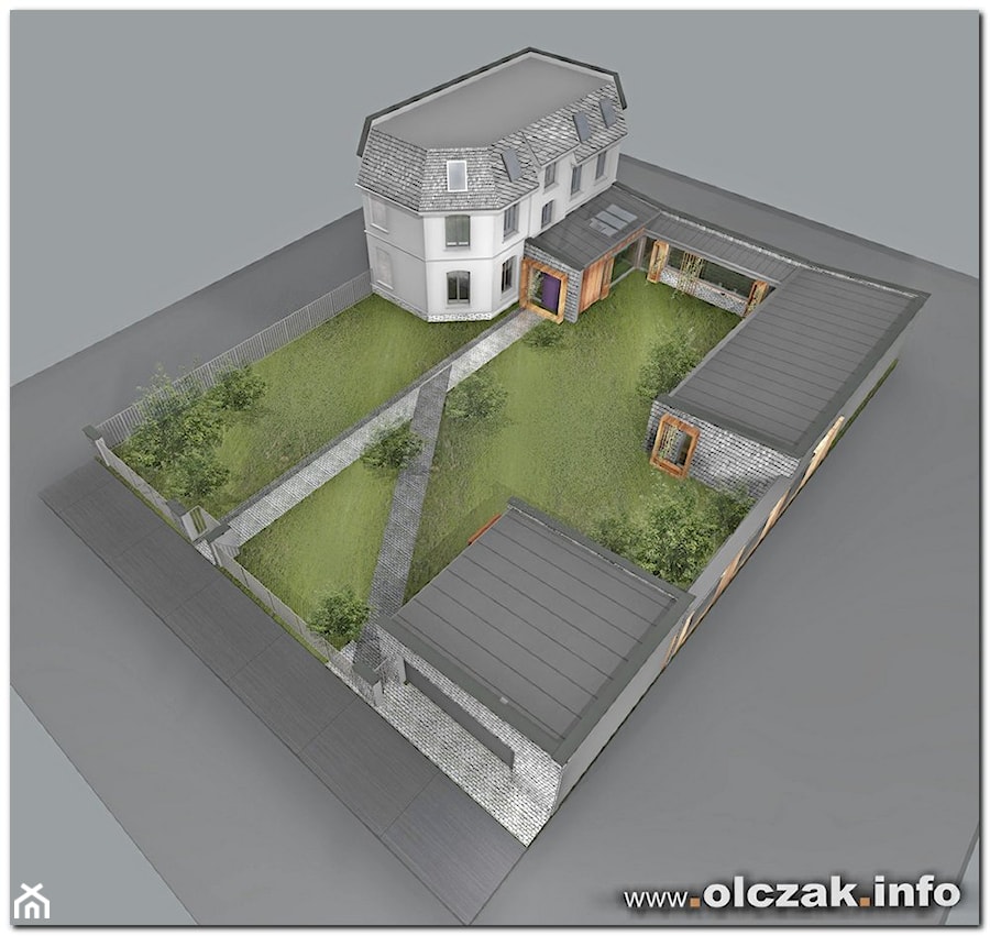 Rozbudowa domu w Łodzi o część rekreacyjną i garażowo-gospodarczą - Domy, styl tradycyjny - zdjęcie od Architekt Maciej Olczak