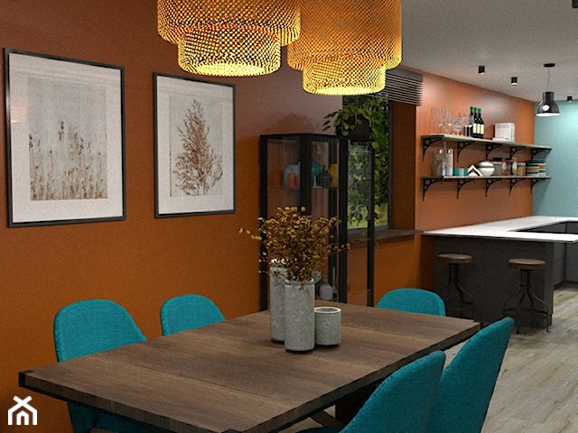 Salon z kuchnią w stylu modern loft