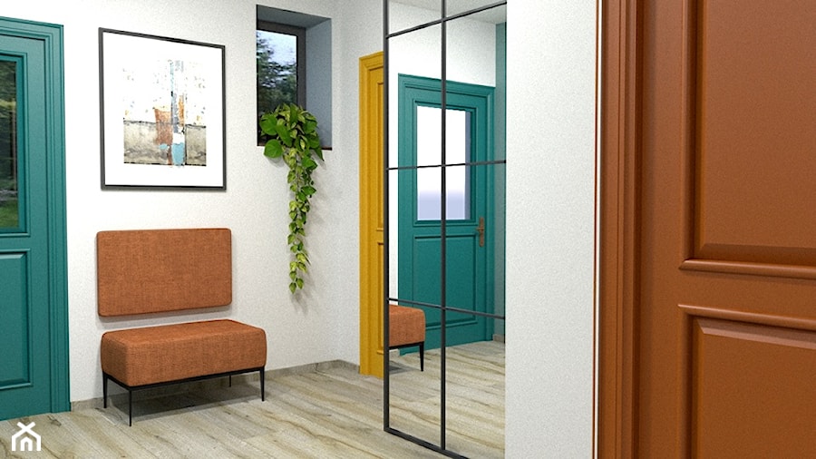 Kolorowe drzwi w domu jednorodzinnym - zdjęcie od Pracownia Alabarbara