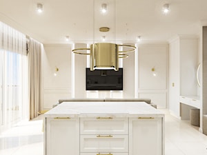 Aneks kuchenny z wyspą - widok na elegancki salon - zdjęcie od Elited Interior Design