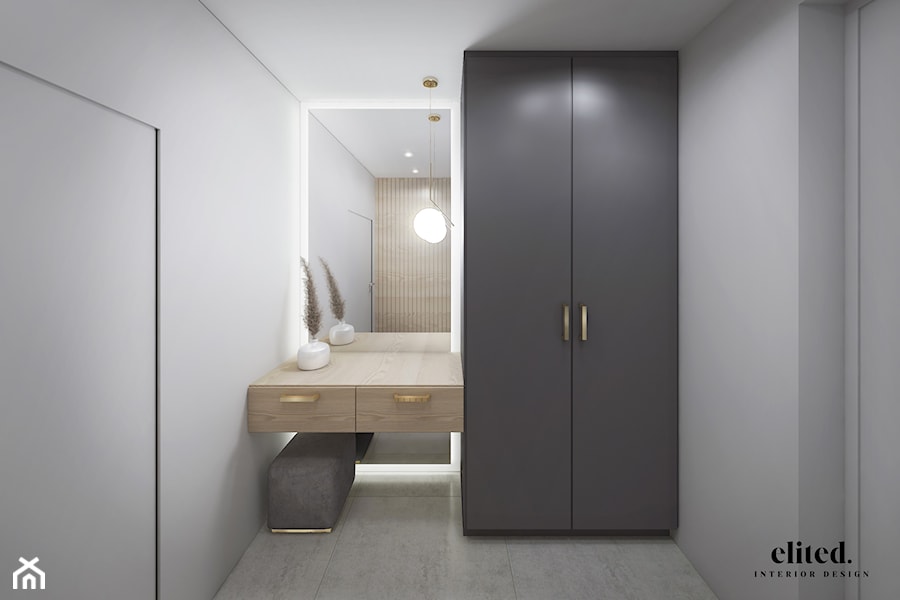 Minimalistyczny korytarz w neutralnej kolorystyce - zdjęcie od Elited Interior Design