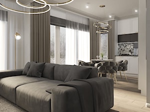 Elegancki salon modern classic ze złotymi dodatkami - zdjęcie od Elited Interior Design