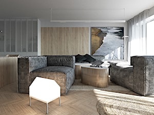 Metamorfoza szeregowca - Średni biały szary salon z jadalnią, styl skandynawski - zdjęcie od ANIEA