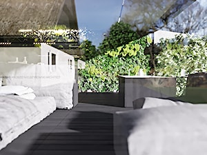 Warmińska chata - Duża czarna szara sypialnia, styl minimalistyczny - zdjęcie od ANIEA