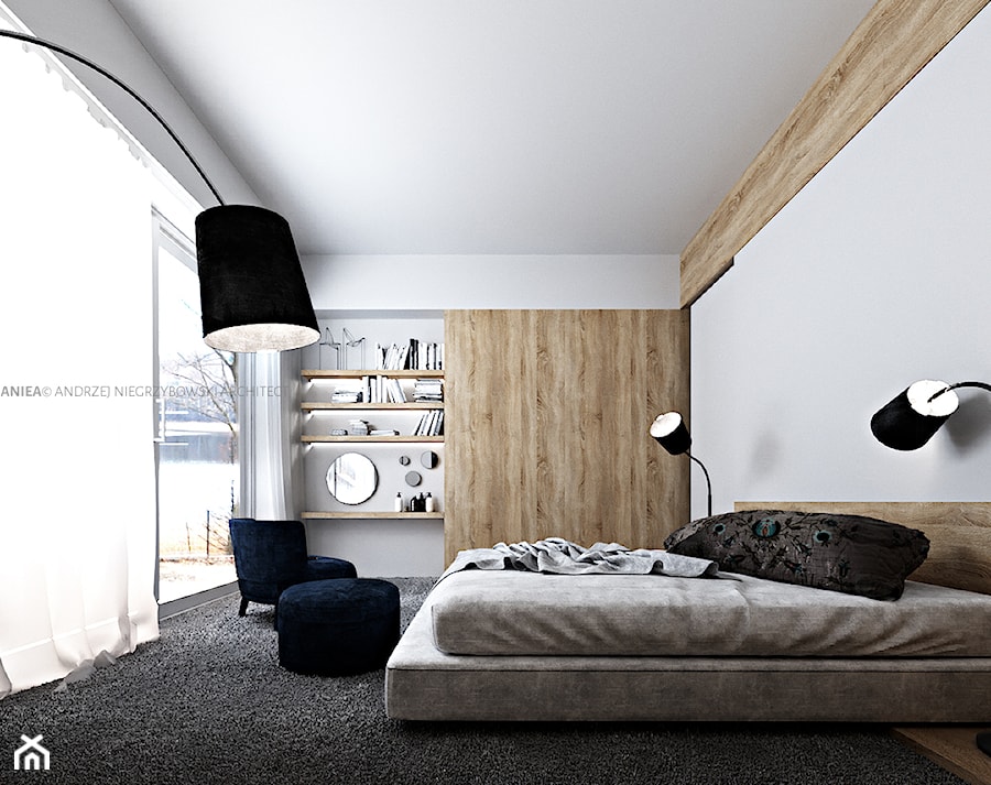 Willa na Kaszubach - Średnia biała sypialnia, styl skandynawski - zdjęcie od ANIEA