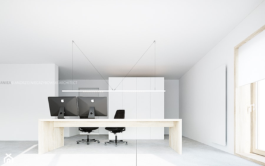 Metamorfoza wnętrza domu typu kostka - Biuro, styl minimalistyczny - zdjęcie od ANIEA